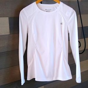 Champion Women's White Double Dry Long Sleeve Athletic Shirt.